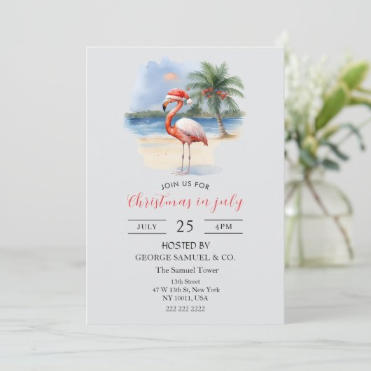 Christmas in July Custom Company Name Flamingo Kaart (Staand voorkant)