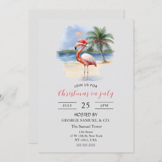 Christmas in July Custom Company Name Flamingo Kaart (Voorkant / Achterkant)