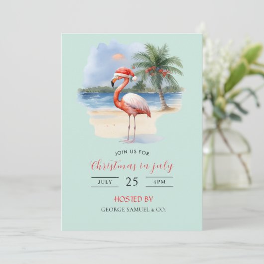 Christmas in July Custom Company Name Logo & Text Kaart (Staand voorkant)