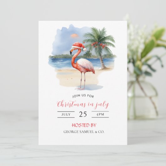 Christmas in July Custom Company Name Logo & Text Kaart (Staand voorkant)