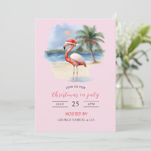 Christmas in July Custom Company Name Logo & Text Kaart (Staand voorkant)