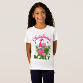 CHRISTMAS IN JULY CUTE SANTA FLAMINGO T-SHIRT (Voorkant volledig)