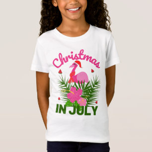 CHRISTMAS IN JULY CUTE SANTA FLAMINGO T-SHIRT