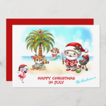 Christmas In July Cute Santa Summer Christmas Card