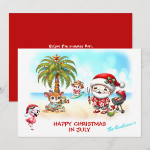 Christmas In July Cute Santa Summer Christmas Card