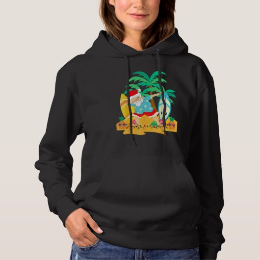 Christmas in July Dabbing Santa  Tropical Christma Hoodie (Voorkant)