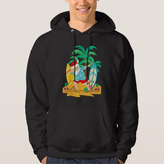 Christmas in July Dabbing Santa  Tropical Christma Hoodie (Voorkant)