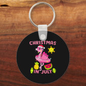 Christmas In July Flamingo Beach Summer Christmas  Sleutelhanger (Voorkant)