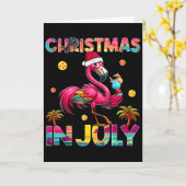 Christmas In July Flamingo Beach Summer Hawaii Gir Kaart (Gele Bloem)