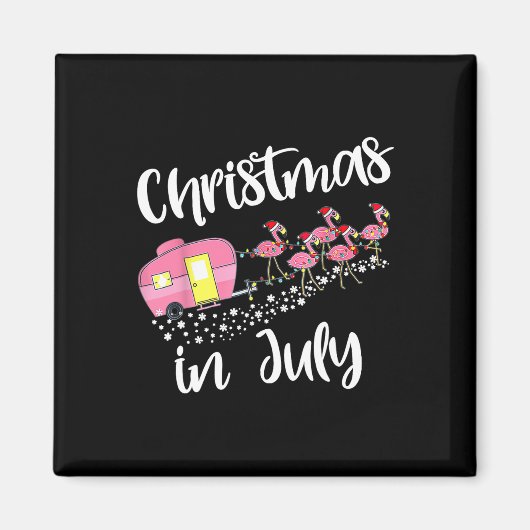 Christmas In July Flamingo Camping Camper Magneet (Voorkant)