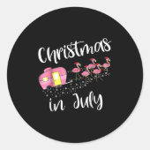 Christmas In July Flamingo Nk  Ronde Sticker (Voorkant)