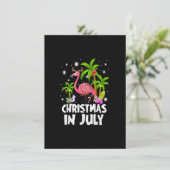 Christmas In July Flamingo Palm Tree Beach Summer Kaart (Staand voorkant)