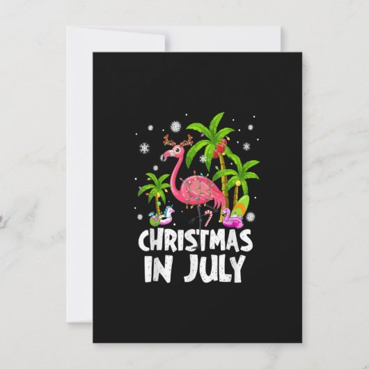 Christmas In July Flamingo Palm Tree Beach Summer Kaart (Voorkant)