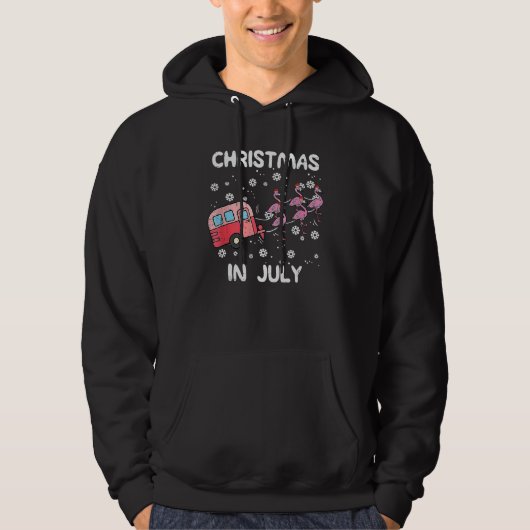Christmas In July Flamingo Trailer Summer Xmas Cam Hoodie (Voorkant)