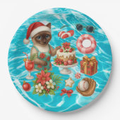Christmas in July for Cat lovers Hawaiian themed Papieren Bordje (Voorkant)