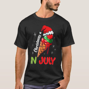 Christmas In July Funny Icecream Santa Hat Summer T-shirt
