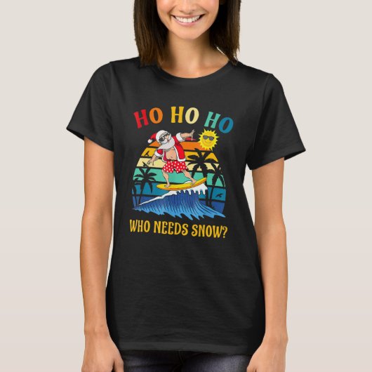 Christmas In July Funny Santa Surfing Summer Beach T-shirt (Voorkant)