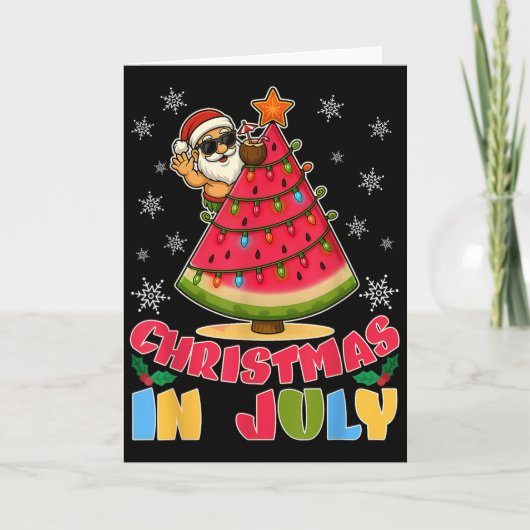 Christmas In July Funny Santa Watermelon Xmas Tree Kaart (Voorkant)