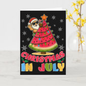 Christmas In July Funny Santa Watermelon Xmas Tree Kaart (Gele Bloem)