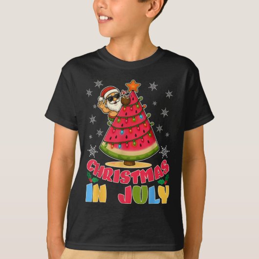 Christmas In July Funny Santa Watermelon Xmas Tree T-shirt (Voorkant)