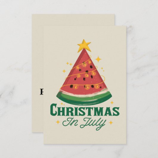 CHRISTMAS IN JULY FUNNY WATERMELON TREE BEDANKKAART (Voorkant / Achterkant)
