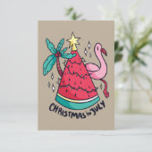 CHRISTMAS IN JULY FUNNY WATERMELON TREE BEDANKKAART (Staand voorkant)