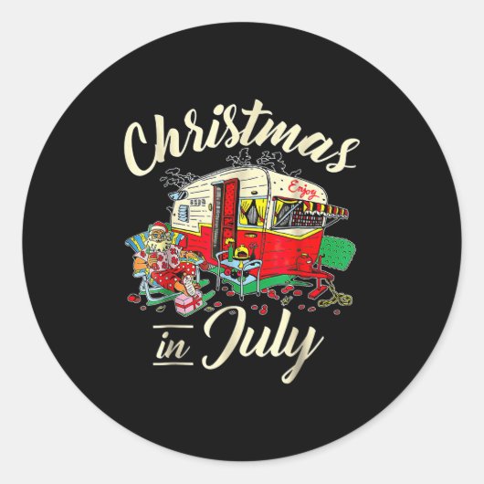 Christmas In July Hipe Rv Camng Camng Lover  Ronde Sticker (Voorkant)
