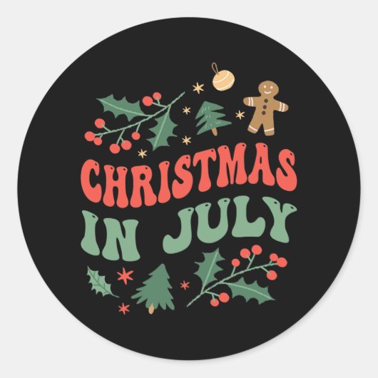 Christmas In July Humor Summer Sarcastic Santa  Ronde Sticker (Voorkant)