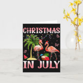 Christmas In July Nk Flamingo Santa Hat Christmas  Kaart (Gele Bloem)