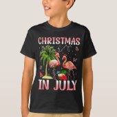 Christmas In July Nk Flamingo Santa Hat Christmas  T-shirt (Voorkant)