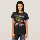 Christmas In July Nk Flamingo Santa Hat Christmas T-shirt (Voorkant volledig)