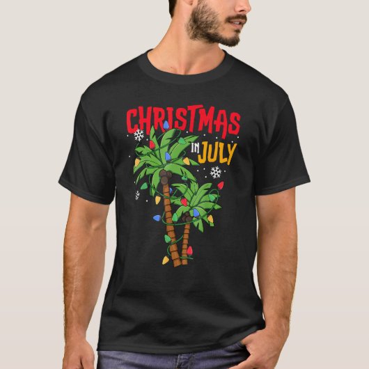 Christmas In July Palm Tree Xmas Tree Tropical Haw T-shirt (Voorkant)