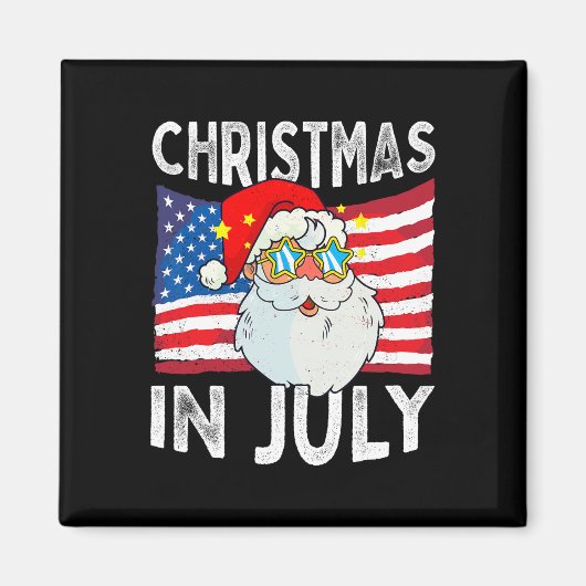 Christmas In July Retro Hipster Funny Santa Men Wo Magneet (Voorkant)