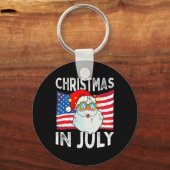 Christmas In July Retro Hipster Funny Santa Men Wo Sleutelhanger (Voorkant)