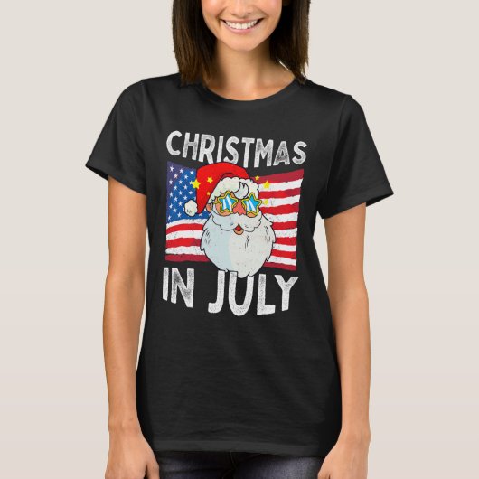 Christmas In July Retro Hipster Funny Santa Men Wo T-shirt (Voorkant)