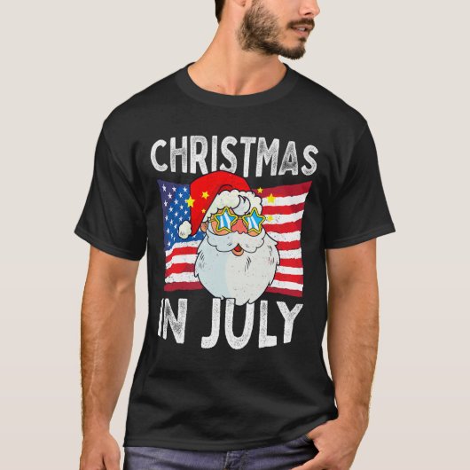 Christmas In July Retro Hipster Funny Santa Men Wo T-shirt (Voorkant)