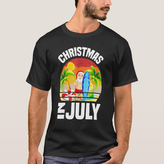 Christmas In July Retro Santa Summer Vacation Beac T-shirt (Voorkant)