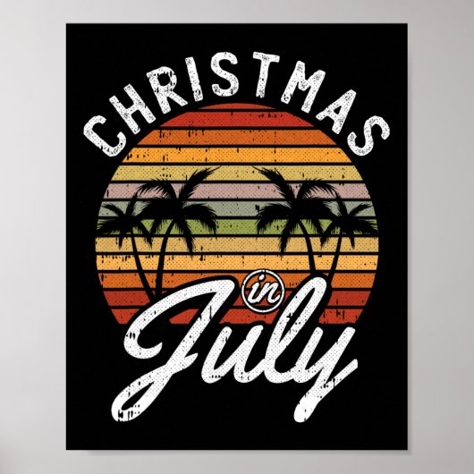 Christmas In July Retro Tropical Beach Summer Hawa Poster (Voorkant)