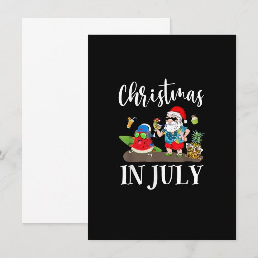Christmas In July Santa Claus Beach Surfing Summer Kaart (Voorkant / Achterkant)