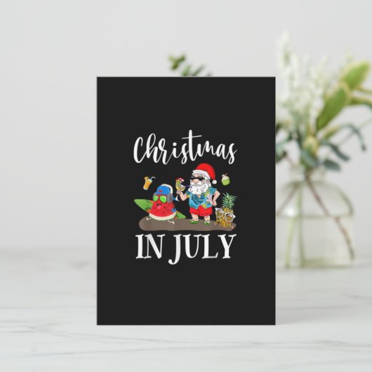 Christmas In July Santa Claus Beach Surfing Summer Kaart (Staand voorkant)