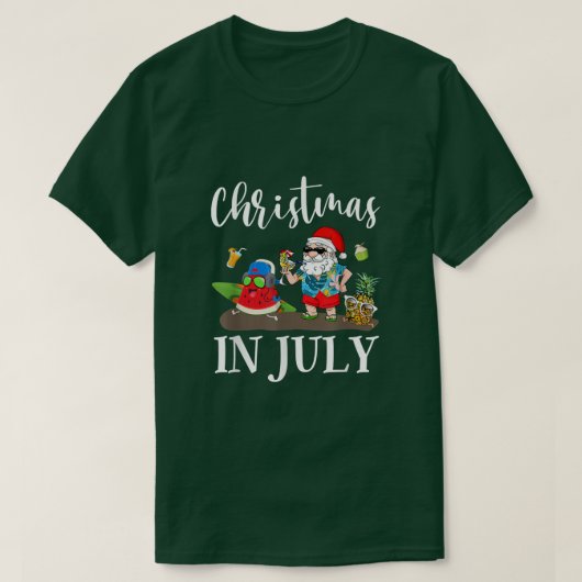 Christmas In July Santa Claus Beach Surfing Summer T-shirt (Design voorkant)
