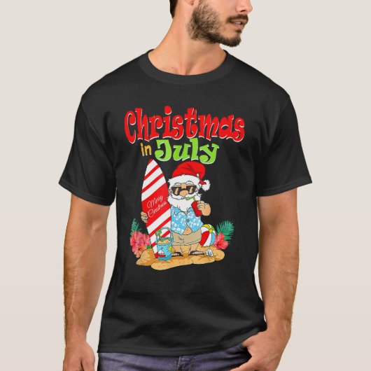 Christmas In July  Santa Claus Summer Vacation Bea T-shirt (Voorkant)