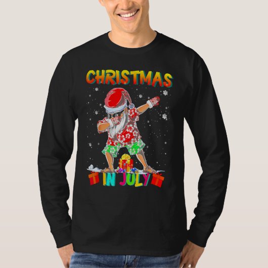Christmas In July  Santa Dabbing Summer Santa Surf T-shirt (Voorkant)