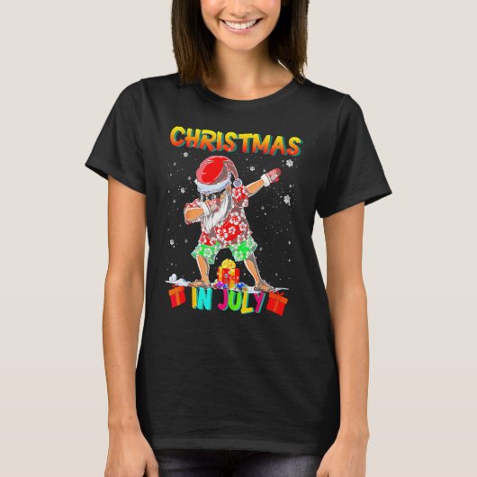 Christmas In July  Santa Dabbing Summer Santa Surf T-shirt (Voorkant)