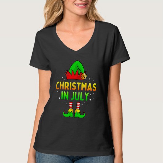Christmas In July Santa Elf  Xmas Men Women Kids T-shirt (Voorkant)