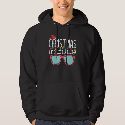 Christmas In July Santa Hat Sunglasses Summer Cele Hoodie (Voorkant)