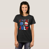 Christmas In July Santa Hat Sunglasses Summer Cele T-shirt (Voorkant volledig)