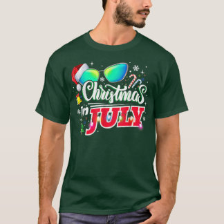 Christmas in July Santa Hat Sunglasses Summer Vaca T-shirt