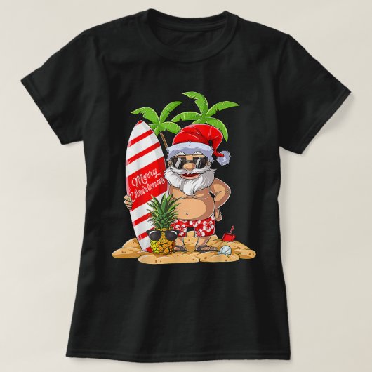 Christmas in July Santa Hawaiian Summer Surf Surfi T-shirt (Design voorkant)