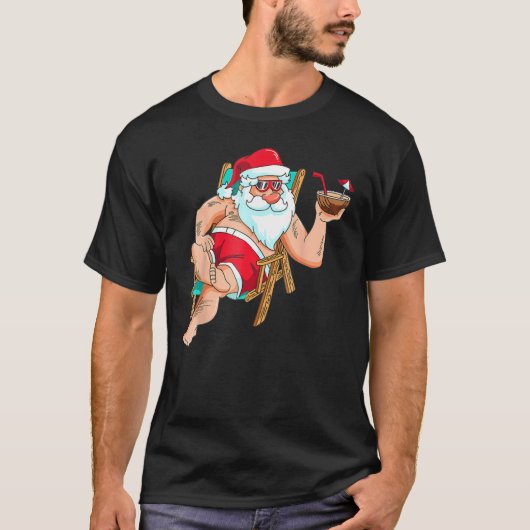 Christmas in July Santa on Beach Independence Day T-shirt (Voorkant)